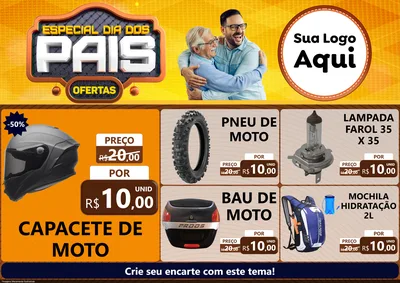 Modelo de Encarte para Encarte A4 Horizontal com o tema Especial Dia dos Pais para Moto peças