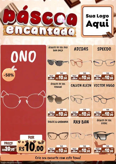Modelo de Encarte para Encarte A4 Vertical com o tema Páscoa Encantada para Óticas