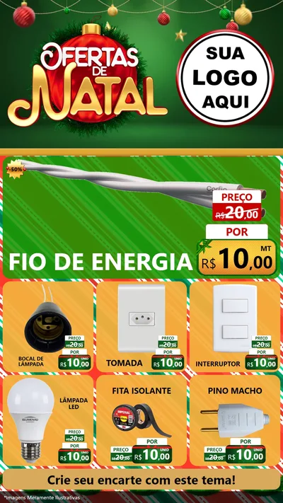 Modelo de Rede Social para Stories com o tema Ofertas de Natal para Materiais Elétricos