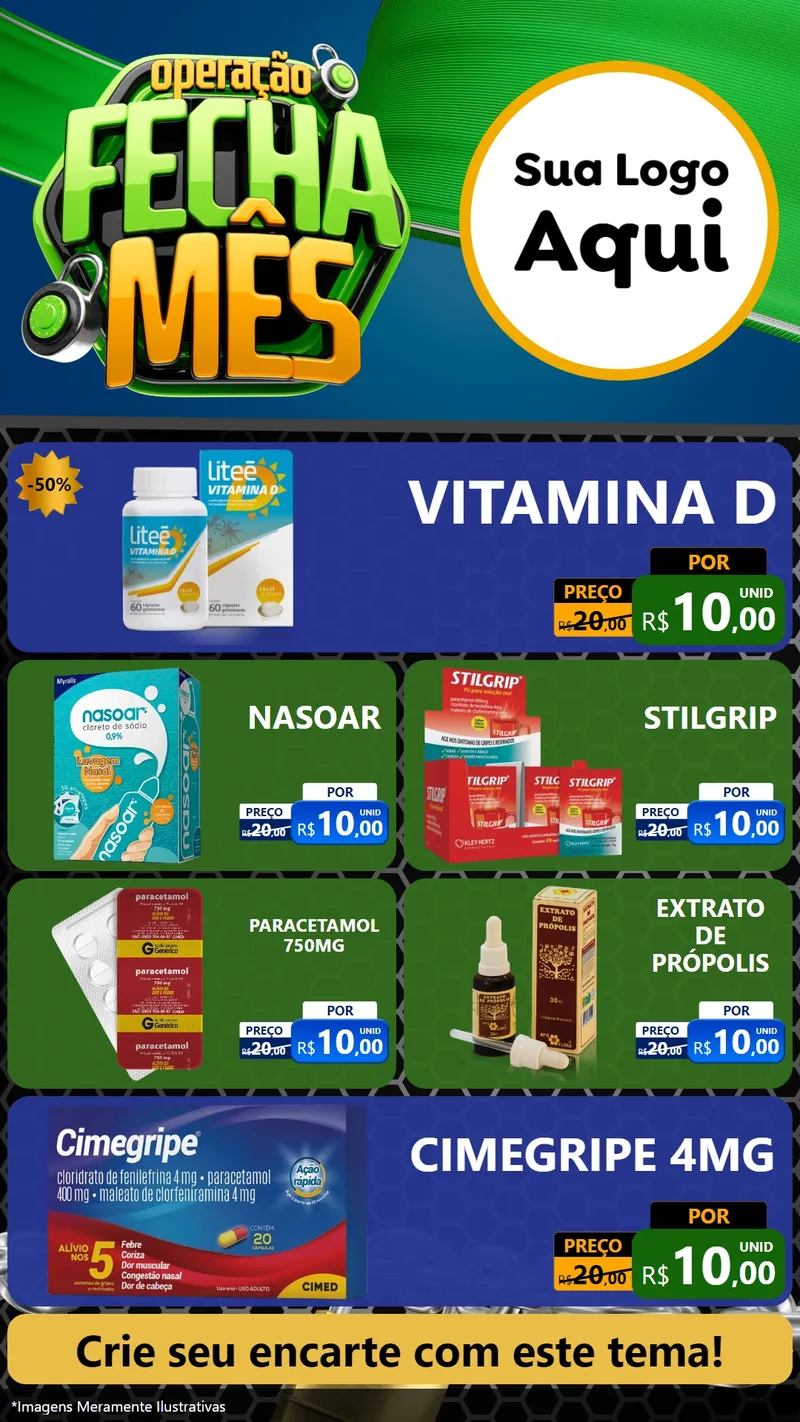 Modelo de TV para TV Vertical com o tema Operação Fecha Mês para Farmácia