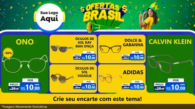 Modelo de TV para TV Horizontal com o tema Ofertas Semana do Brasil para Óticas
