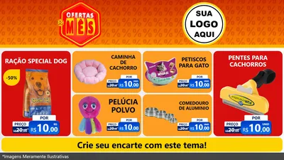 Modelo de TV para TV Horizontal com o tema Ofertas do Mês para Pet Shop