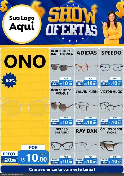 Modelo de Encarte para Encarte A4 Vertical com o tema Show de Ofertas para Óticas