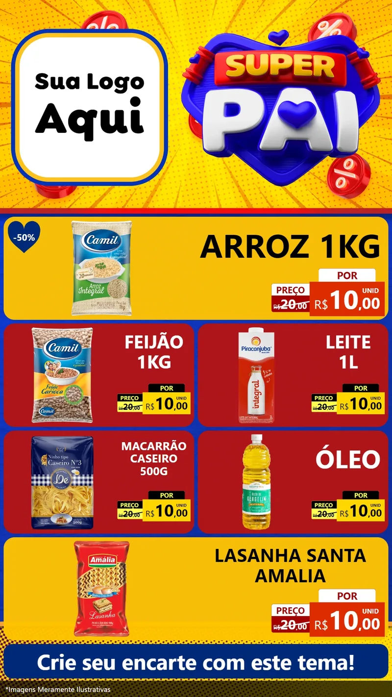 Modelo de TV para TV Vertical com o tema Super Pai para Supermercado
