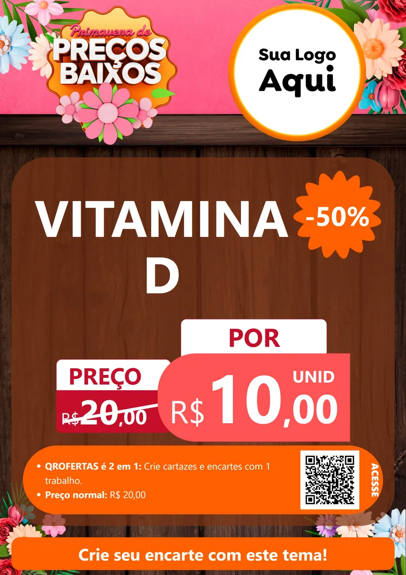 Modelo de Cartaz para Cartaz A4 Vertical com o tema Primavera de Preços Baixos para Farmácia