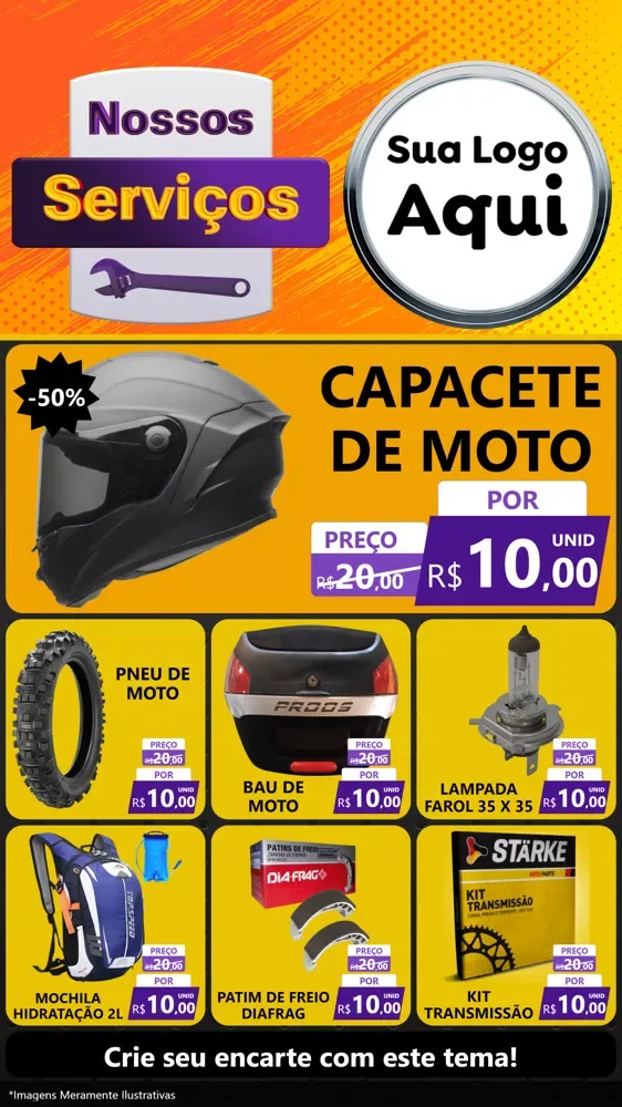 Modelo de Rede Social para Stories com o tema Nossos Serviços para Moto peças