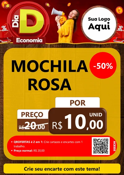 Modelo de Cartaz para Cartaz A4 Vertical com o tema Dia D Economia para Papelaria