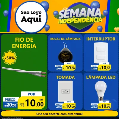 Modelo de Rede Social para Feed Facebook com o tema Semana da Independência para Materiais Elétricos