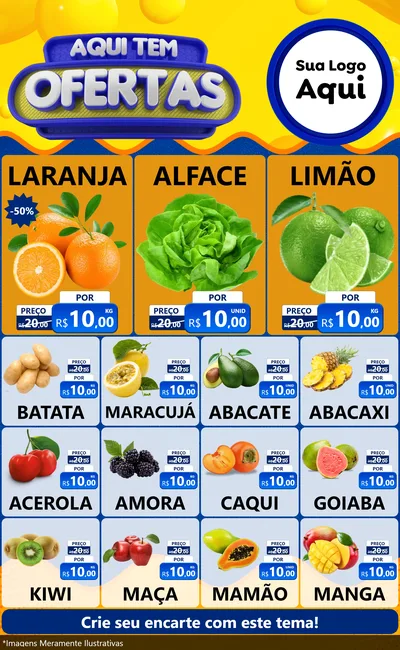 Modelo de Encarte para Encarte Grande com o tema Aqui Tem Ofertas para Hortifrúti