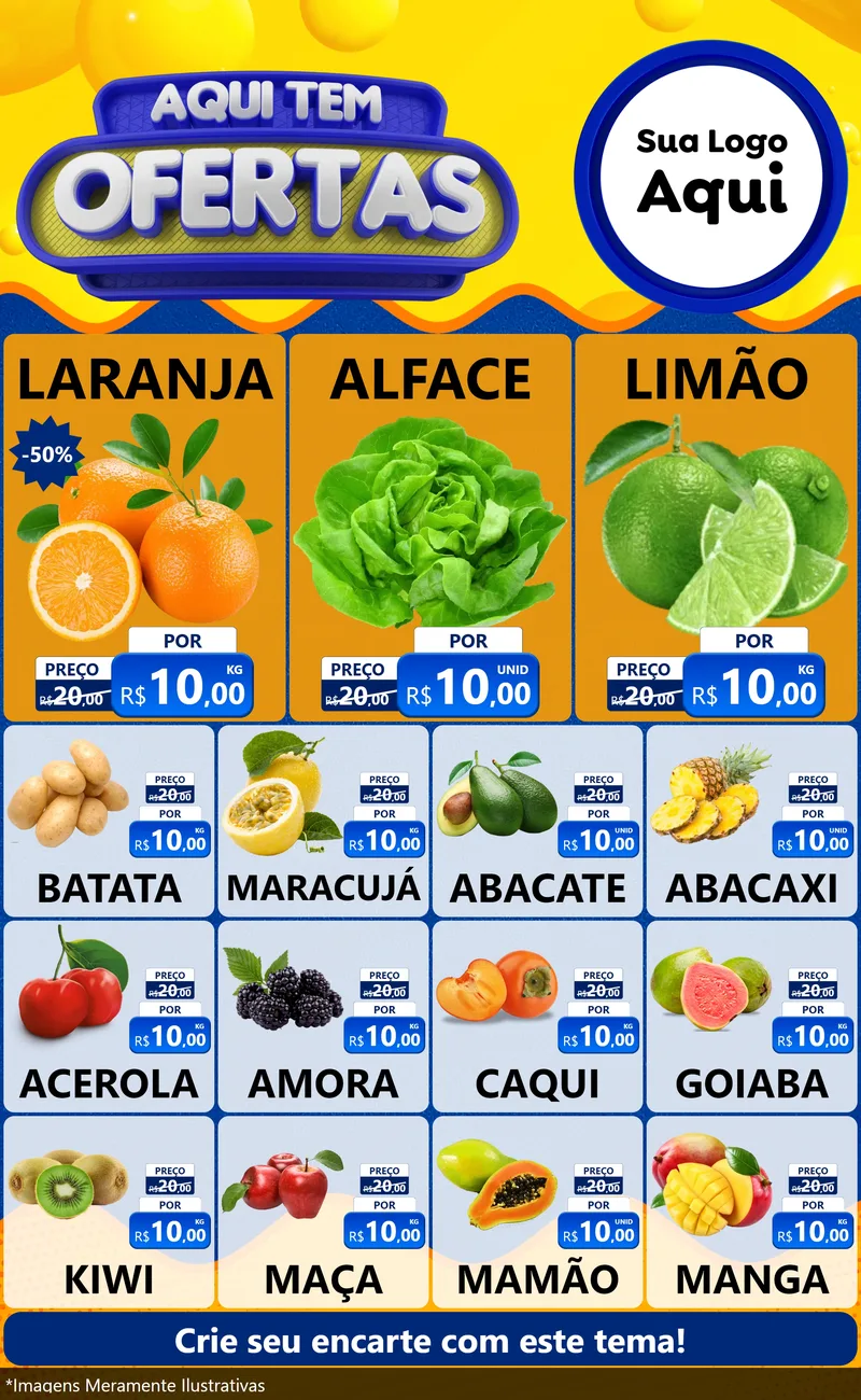 Modelo de Encarte para Encarte Grande com o tema Aqui Tem Ofertas para Hortifrúti