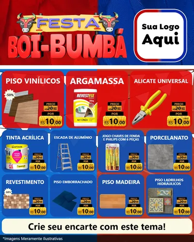 Modelo de Rede Social para Feed Instagram com o tema Festa Boi Bumbá para Material para Construção