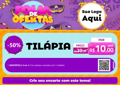 Modelo de Cartaz para Cartaz A4 Horizontal com o tema Folia de Ofertas para Peixaria
