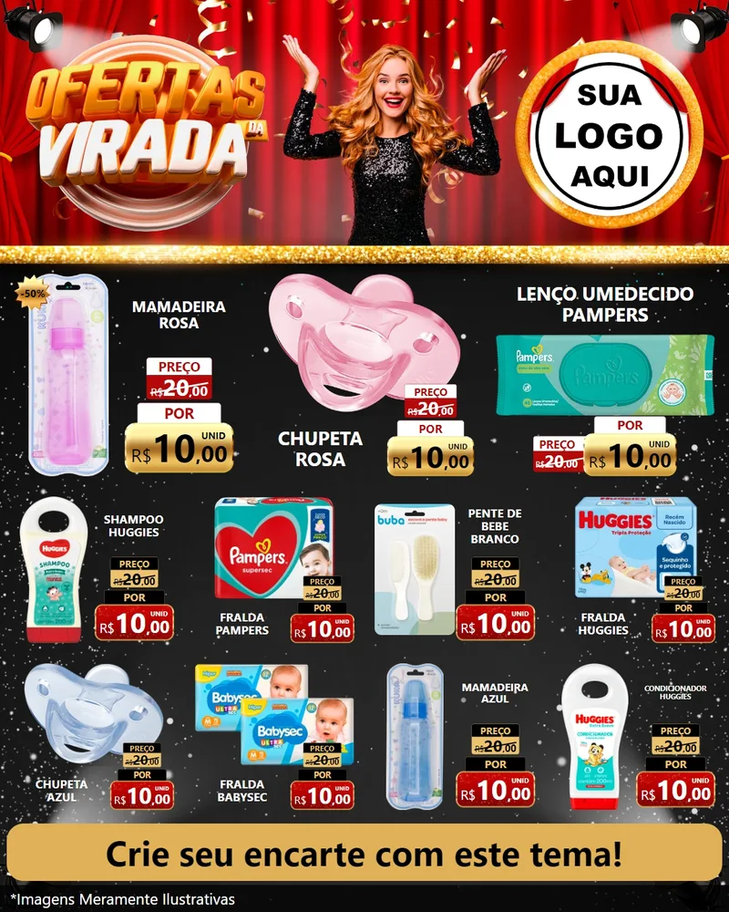 Modelo de Rede Social para Feed Instagram com o tema Ofertas da Virada para Bebês