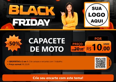 Modelo de Cartaz para Cartaz A4 Horizontal com o tema Black Friday para Moto peças
