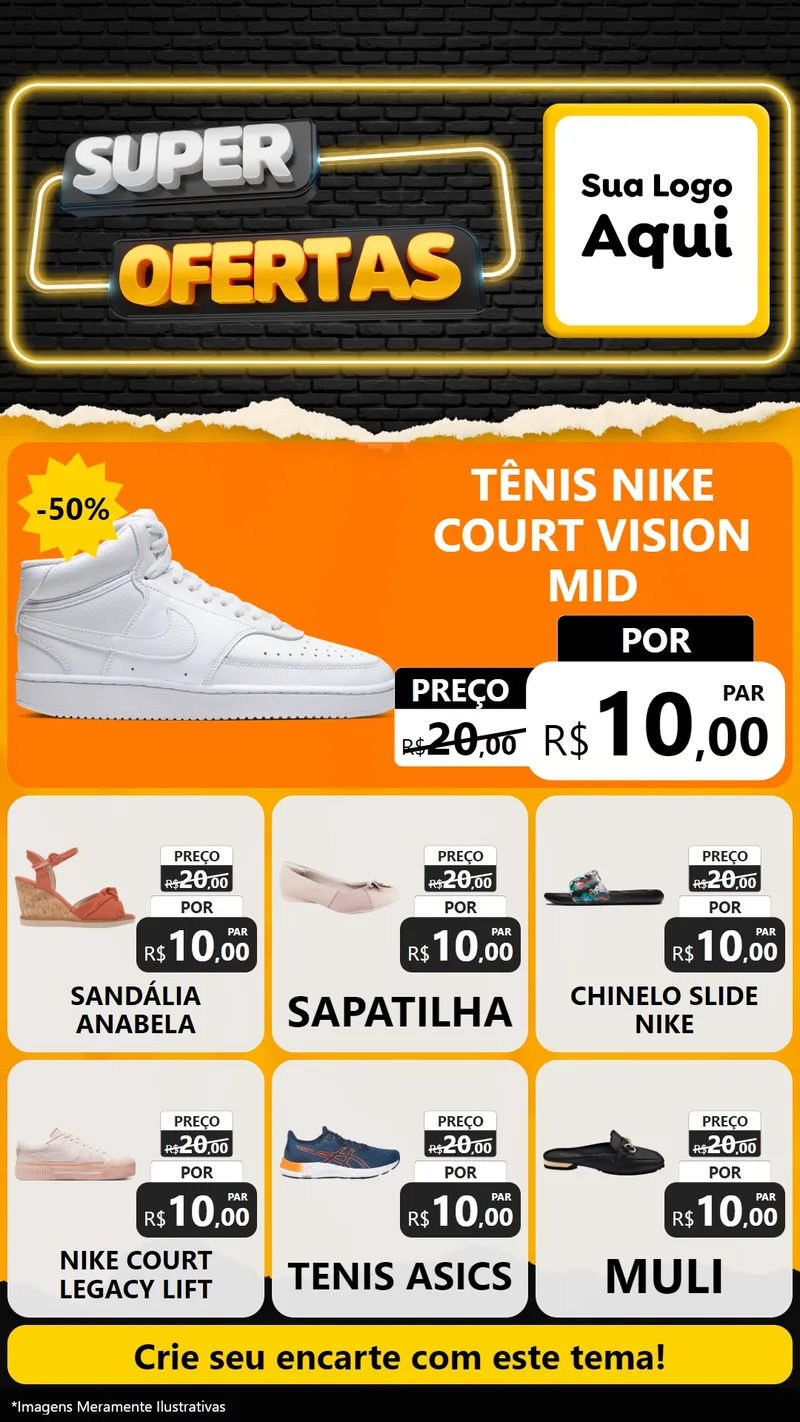 Modelo de Rede Social para Stories com o tema Super Ofertas para Calçados