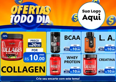 Modelo de Encarte para Encarte A4 Horizontal com o tema Ofertas Todo Dia para Suplementos alimentares
