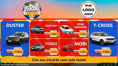 Modelo de TV para TV Horizontal com o tema Verão de Ofertas para Concessionaria de Carros