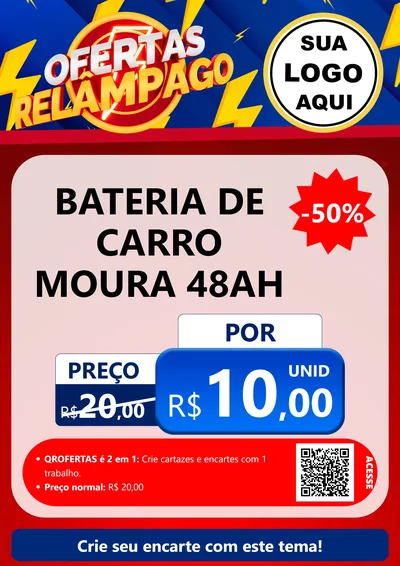 Modelo de Cartaz para Cartaz A4 Vertical com o tema Ofertas Relâmpago para Baterias Elétricas