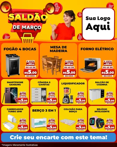 Modelo de Rede Social para Feed Instagram com o tema Saldão de Março para Móveis e Eletro