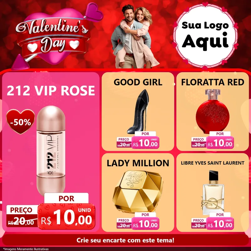 Modelo de Rede Social para Feed Facebook com o tema Valentine's Day para Perfumes