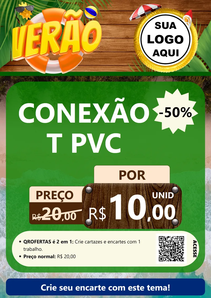 Modelo de Cartaz para Cartaz A4 Vertical com o tema Verão para Tubos e conexões