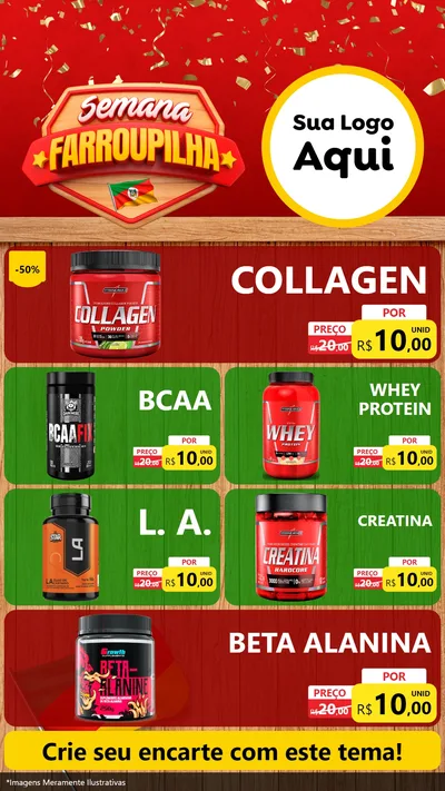 Modelo de TV para TV Vertical com o tema Semana Farroupilha para Suplementos alimentares