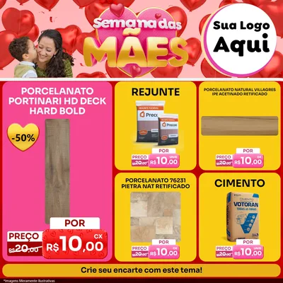 Modelo de Rede Social para Feed Facebook com o tema Semana Das Mães para Pisos e revestimentos