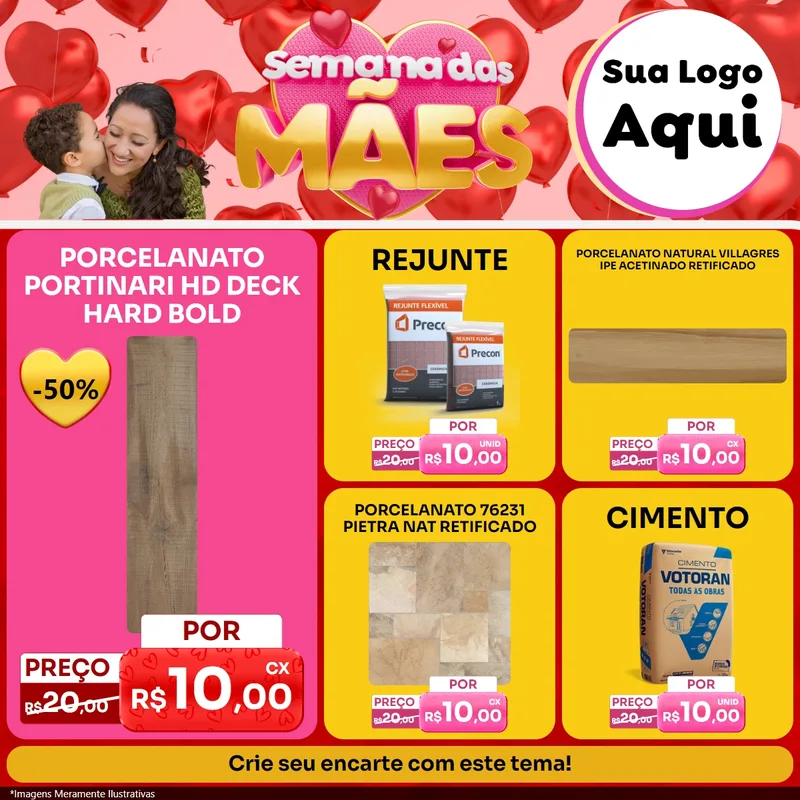 Modelo de Rede Social para Feed Facebook com o tema Semana Das Mães para Pisos e revestimentos
