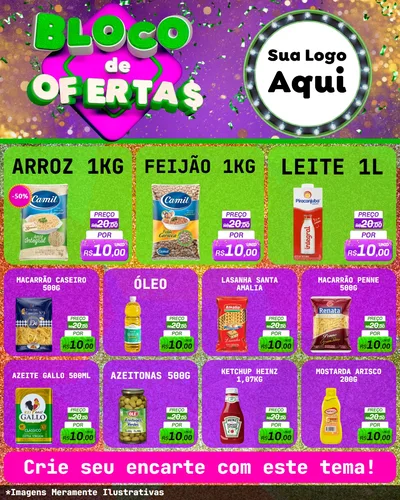Modelo de Rede Social para Feed Instagram com o tema Bloco de Ofertas para Supermercado