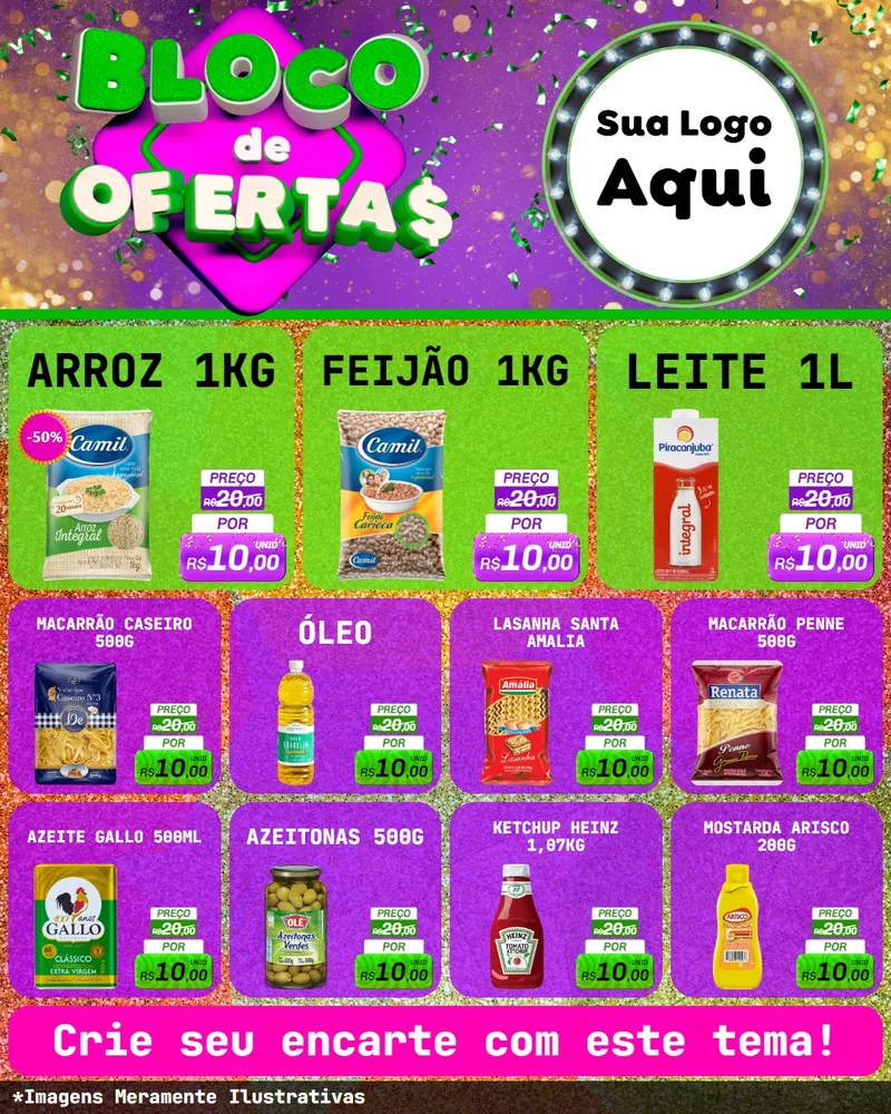 Modelo de Rede Social para Feed Instagram com o tema Bloco de Ofertas para Supermercado