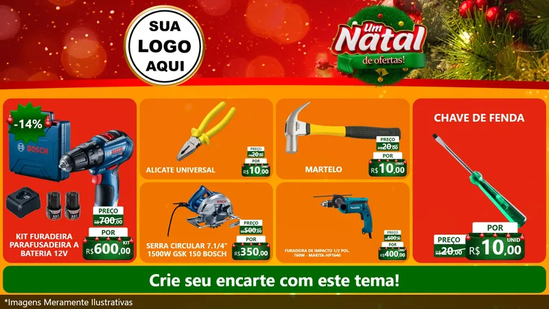 Modelo de TV para TV Horizontal com o tema Um Natal de Ofertas para Maquinas e Ferramentas