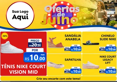 Modelo de Encarte para Encarte A4 Horizontal com o tema Ofertas de Julho para Calçados