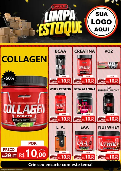 Modelo de Encarte para Encarte A4 Vertical com o tema Operação Limpa Estoque para Suplementos alimentares