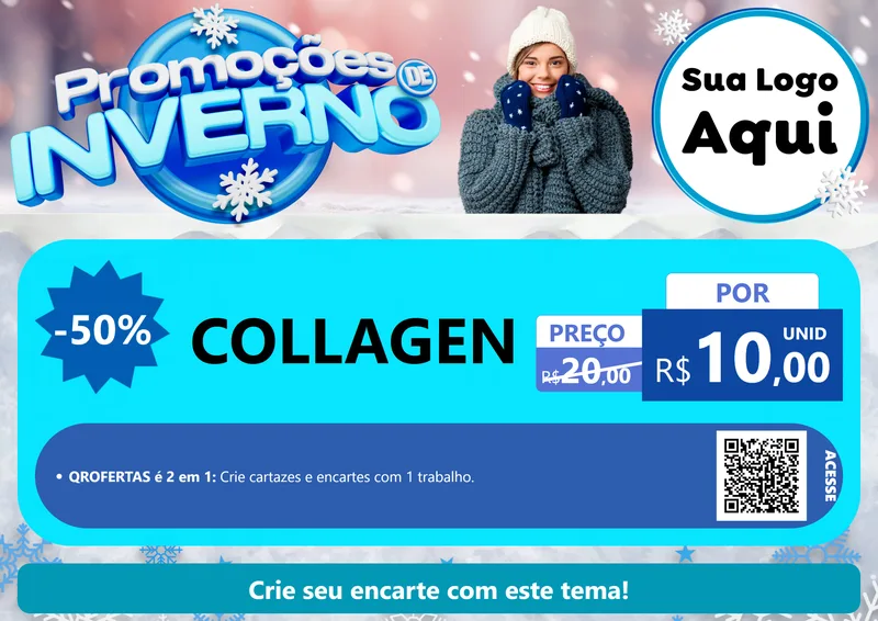 Modelo de Cartaz para Cartaz A4 Horizontal com o tema Promoções de Inverno para Suplementos alimentares