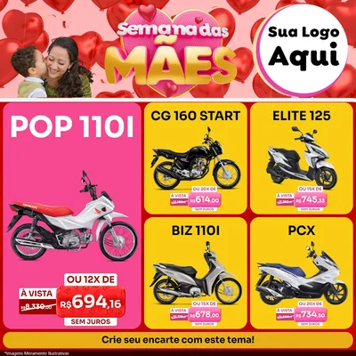 Modelo de Rede Social para Feed Facebook com o tema Semana Das Mães para Concessionaria de Motos
