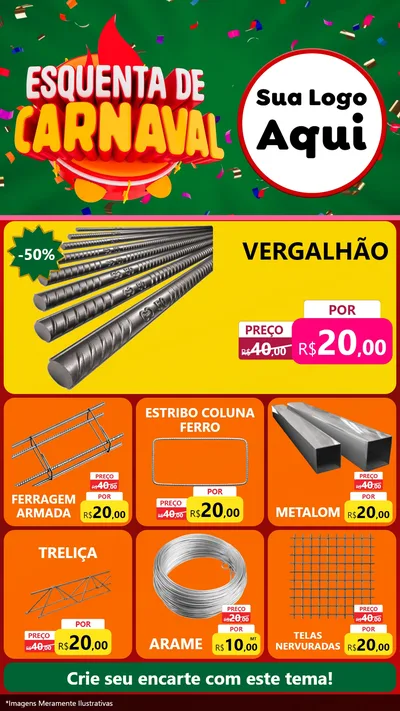 Modelo de Rede Social para Stories com o tema Esquenta de Carnaval para Ferragens