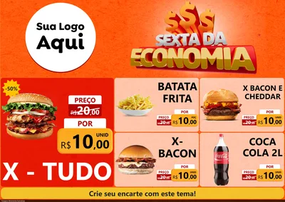 Modelo de Encarte para Encarte A4 Horizontal com o tema Sexta da Economia para Hamburgueria