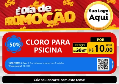 Modelo de Cartaz para Cartaz A4 Horizontal com o tema É Dia De Promoção para Produtos para Piscina