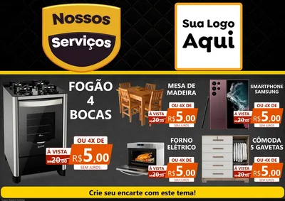Modelo de Encarte para Encarte A4 Horizontal com o tema Nossos Serviços para Móveis e Eletro