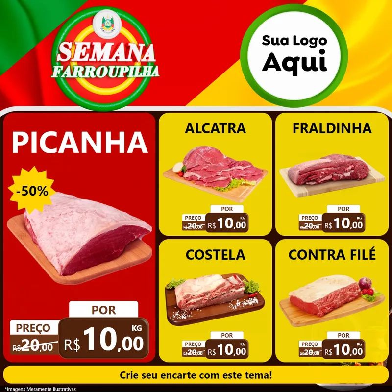 Modelo de Rede Social para Feed Facebook com o tema Semana Farroupilha para Açougue