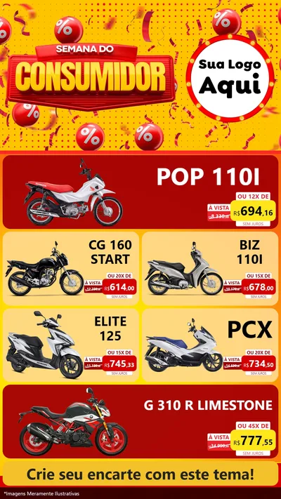 Modelo de TV para TV Vertical com o tema Semana do Consumidor para Concessionaria de Motos