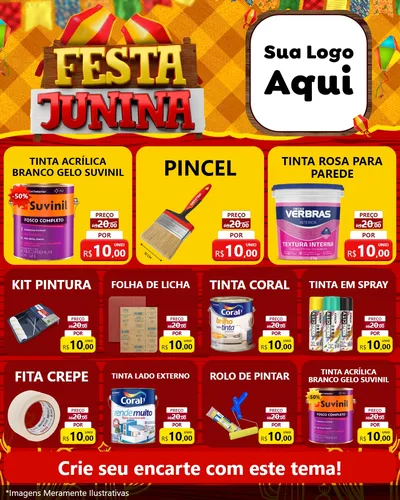Modelo de Rede Social para Feed Instagram com o tema Festa Junina para Tintas e Ferramentas