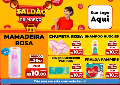 Modelo de Encarte para Encarte A4 Horizontal com o tema Saldão de Março para Bebês
