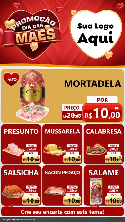 Modelo de Rede Social para Stories com o tema Promoção Dia das Mães para Frios e Laticínios
