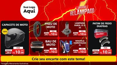 Modelo de TV para TV Horizontal com o tema Ofertas Relâmpago para Moto peças