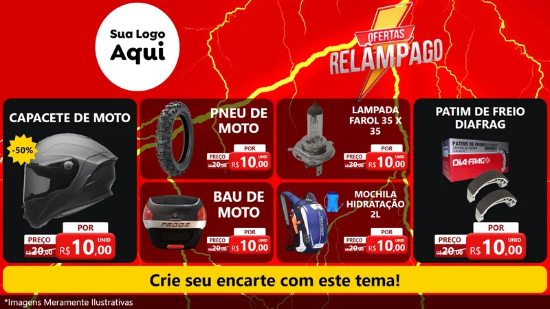 Modelo de TV para TV Horizontal com o tema Ofertas Relâmpago para Moto peças