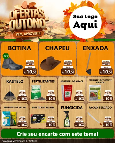 Modelo de Rede Social para Feed Instagram com o tema Ofertas de Outono - Vem, Aproveite! para Agropecuária