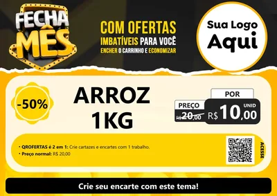 Modelo de Cartaz para Cartaz A4 Horizontal com o tema Fecha Mês para Supermercado