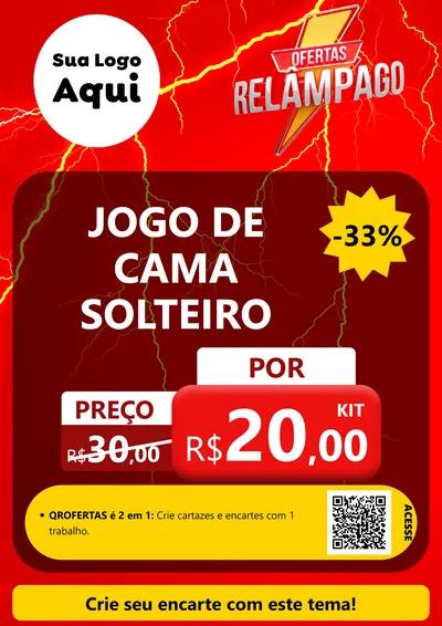 Modelo de Cartaz para Cartaz A4 Vertical com o tema Ofertas Relâmpago para Cama, Mesa e Banho