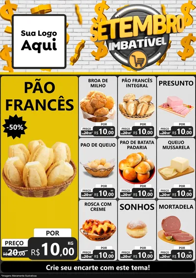 Modelo de Encarte para Encarte A4 Vertical com o tema Setembro Imbatível para Padaria
